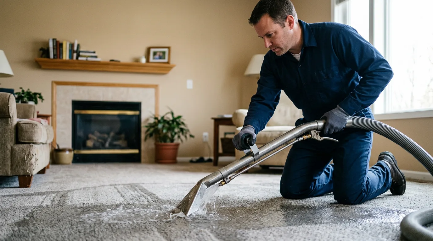 Water damage restoration technician working near Foxworth, MS